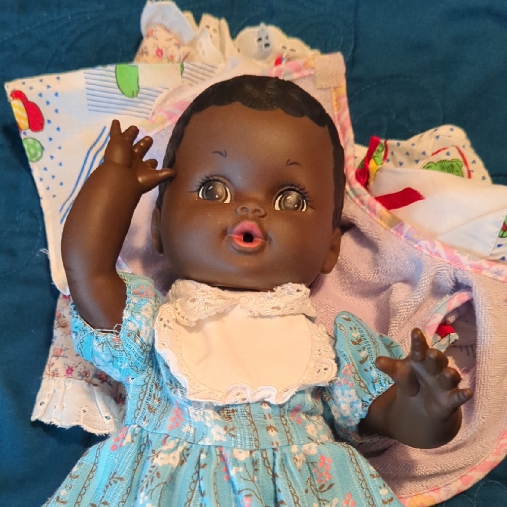 Source Unknown Doll in Floral Blue Dress